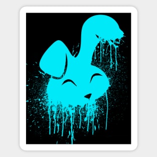 Hot Cyan Neon Spray Paint Cute Bunny Magnet